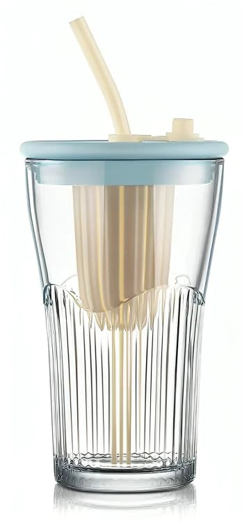 Glass Detox Water Tumbler With Infuser Lid & Straw