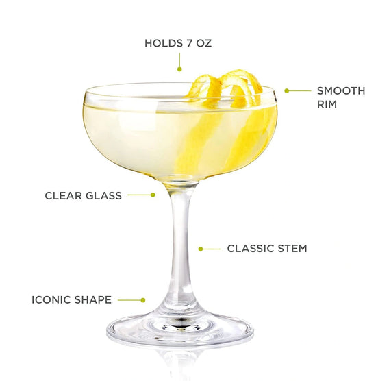 Vintage Coupe Glasses for Cocktails & Champagne - 180Ml