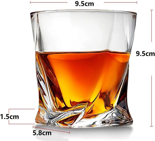 Premium Twisted Crystal Whiskey Glasses- Set of 6