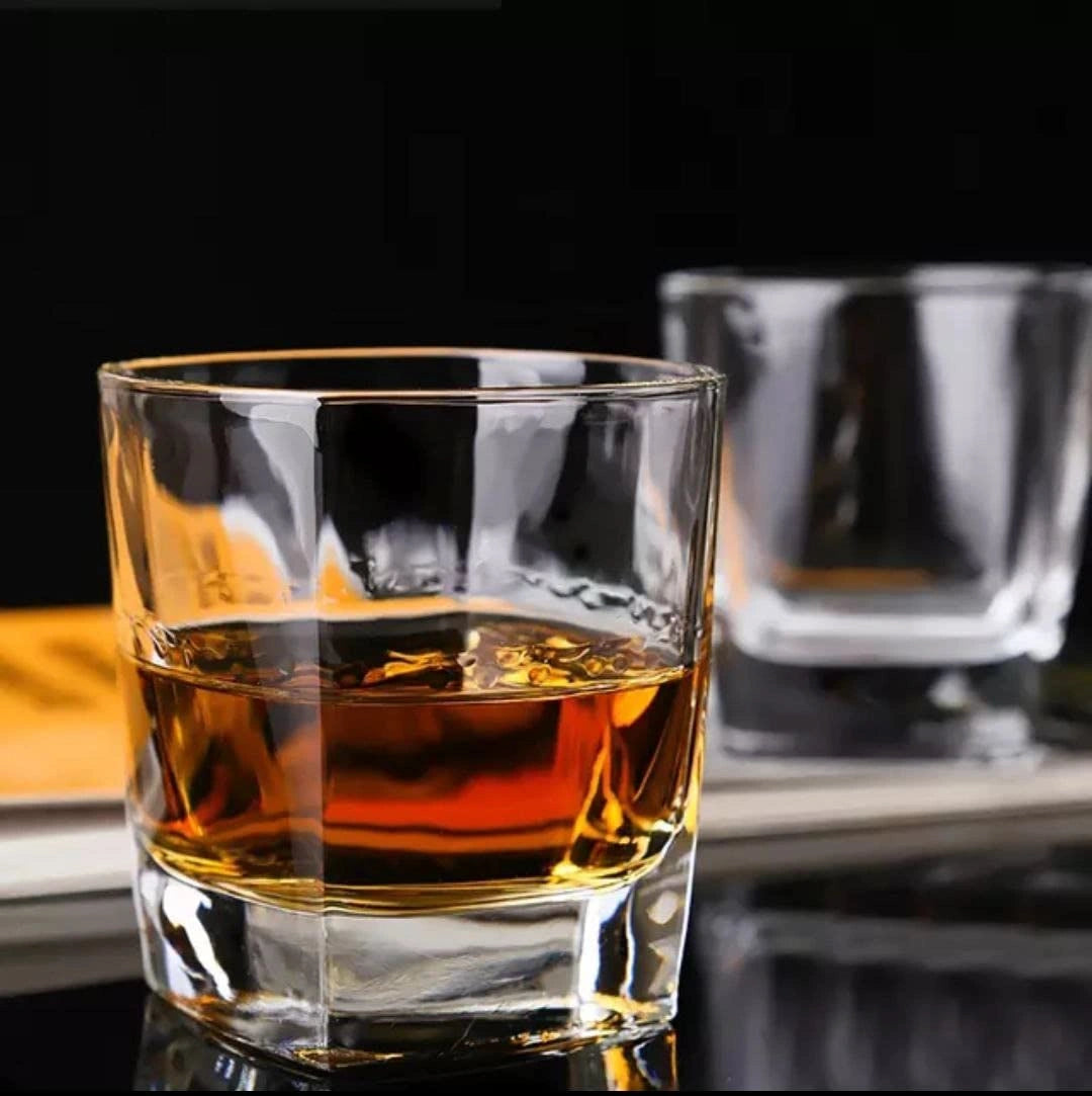 Square Plaza Whiskey Glasses For Beverages & Cocktails – Set of 6