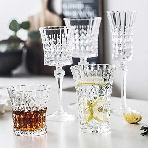 Elegant Textured Glass Tumblers | Cocktails, Juice Glasses - Set of 6
