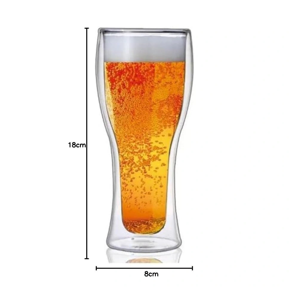 Double-Wall Beer Glasses | Insulated Pint Glasses for Cocktails, Drinks - 460ml