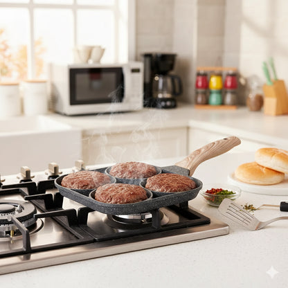 4 Section Non-Stick Omelet Pan | Induction & Gas Compatible Breakfast Pan