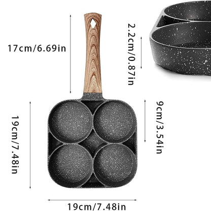 4 Section Non-Stick Omelet Pan | Induction & Gas Compatible Breakfast Pan