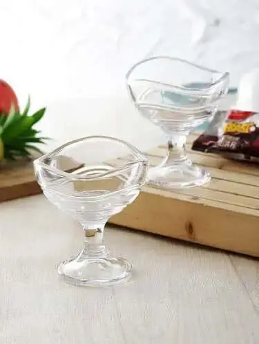Elegant Glass Dessert & Serving Bowls | Ice Cream Cups - Set of 2