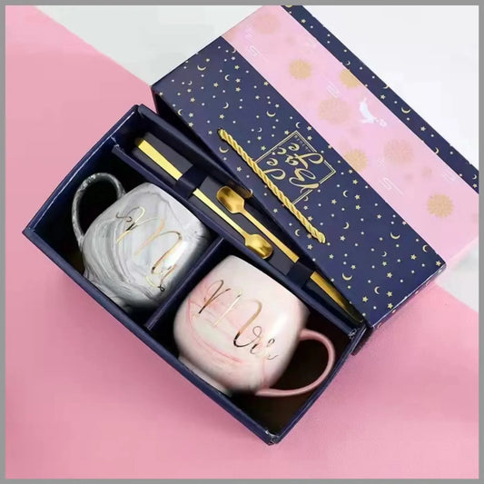 Romantic Couple Mugs Set with "Mr." & "Mrs." Design For Coffee Lovers