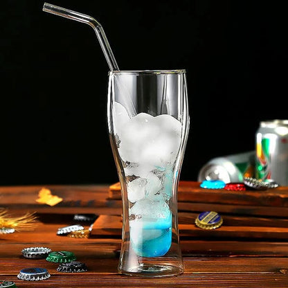 Double-Wall Beer Glasses | Insulated Pint Glasses for Cocktails, Drinks - 460ml
