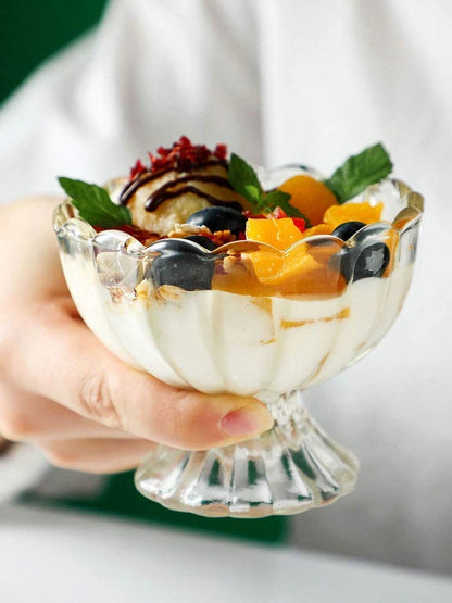 Elegant Glass Ice Cream Bowls - Dessert Serving Cups - Set of 6