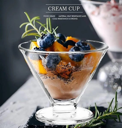 Stemmed Glass Dessert Bowl - Perfect for Sundaes & Splits
