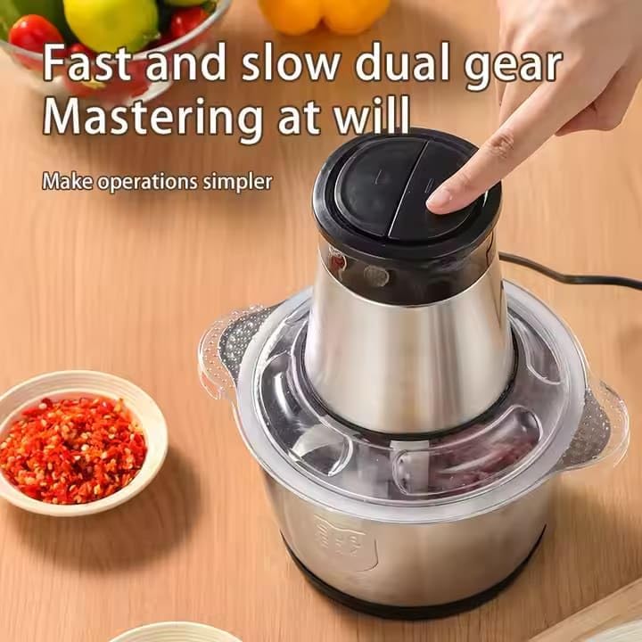 2L Electric Food Chopper 600W | 4 Stainless Steel Blades | 2 Speed Meat, Vegetable & Nut Chopper