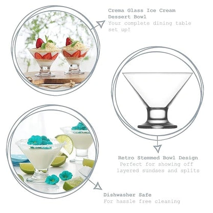 Stemmed Glass Dessert Bowl - Perfect for Sundaes & Splits
