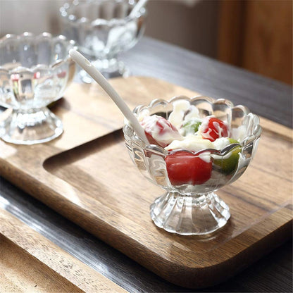 Elegant Glass Ice Cream Bowls - Dessert Serving Cups - Set of 6