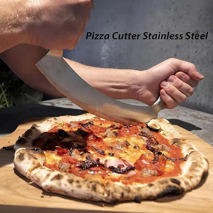 Stainless Steel Double Handle Knife | Pizza Cutter | Mezzaluna Chopper
