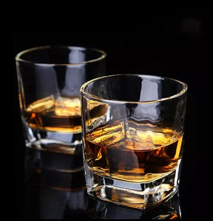 Square Plaza Whiskey Glasses For Beverages & Cocktails – Set of 6