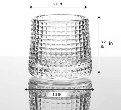 Rotating Diamond Cut Whiskey Glasses - Set of 6