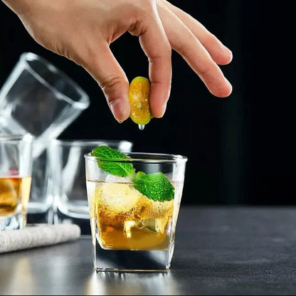 Square Plaza Whiskey Glasses For Beverages & Cocktails – Set of 6