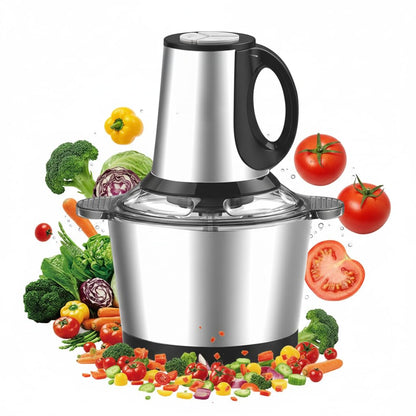 800W 2L Electric Mixer Chopper | Stainless Steel Multi-Function Food Processor with 3-Speed Control for Vegetable & Meat Chopping