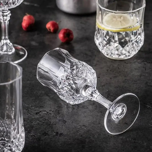 Diamond Cut Wine Glasses - Set Of 6