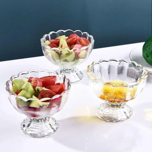 Elegant Glass Ice Cream Bowls - Dessert Serving Cups - Set of 6