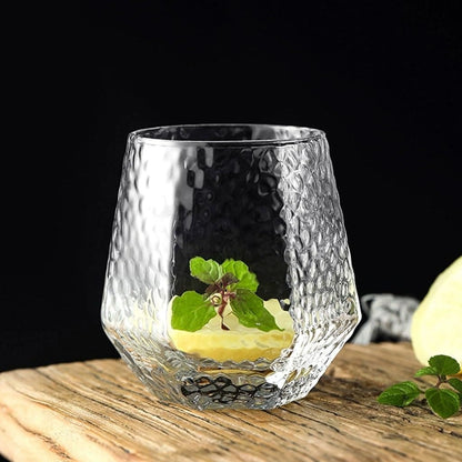 Hexa Diamond Whiskey Glasses | Hammered Glasses - Set of 6