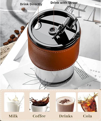 Stylish Glass Coffee Cup with Heat-Resistant Sleeve, Lid & Straw