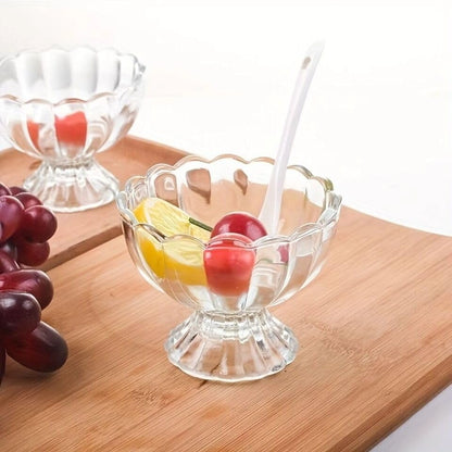 Elegant Glass Ice Cream Bowls - Dessert Serving Cups - Set of 6