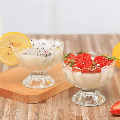 Elegant Glass Ice Cream Bowls - Dessert Serving Cups - Set of 6