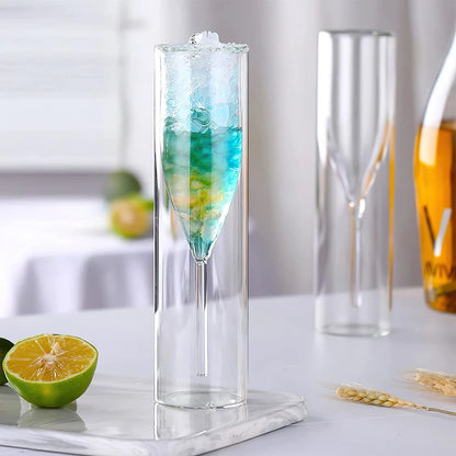 Double-Walled Champagne Glasses | Insulated Flutes for Wine, Cocktails - Set of 6