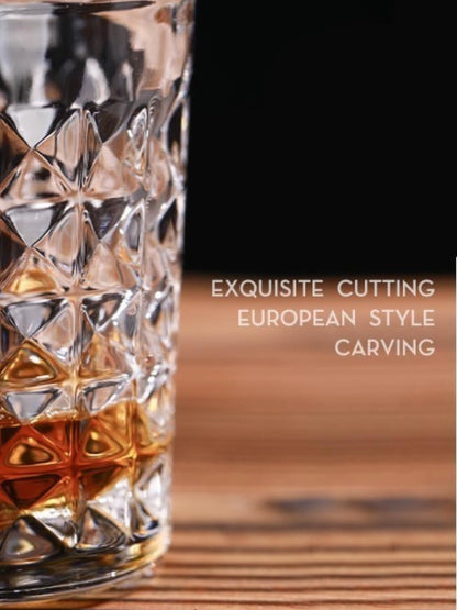Premium Crystal Cut Whiskey Glass Set - Vintage Tumblers - 325Ml