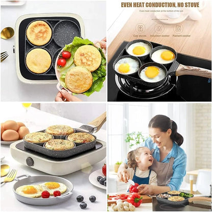 4 Section Non-Stick Omelet Pan | Induction & Gas Compatible Breakfast Pan