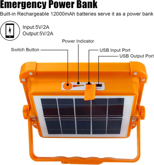 Solar Light Portable, 1000LM Battery Work Light