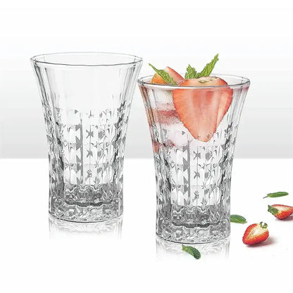 Elegant Textured Glass Tumblers | Cocktails, Juice Glasses - Set of 6