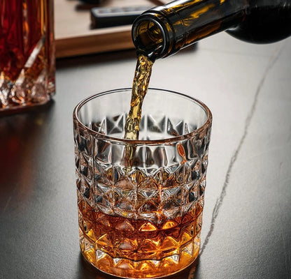 Premium Crystal Cut Whiskey Glass Set - Vintage Tumblers - 325Ml