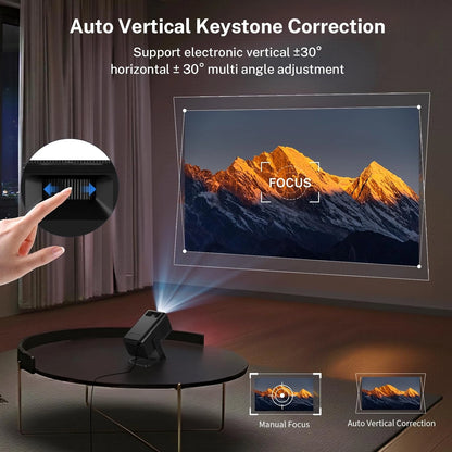 VANTARASHOP 4K Portable Smart Projector with WiFi 6 & Bluetooth Android TV 180° Rotatable, Auto