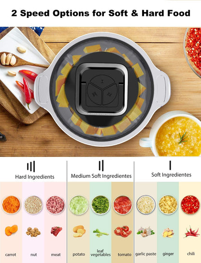 2L Electric Food Chopper 600W | 4 Stainless Steel Blades | 2 Speed Meat, Vegetable & Nut Chopper