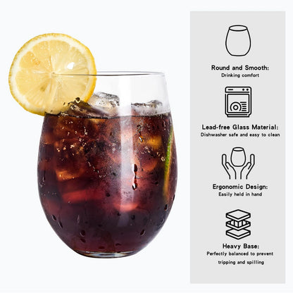 Stemless Whiskey Tumbler Glasses - Set of 6
