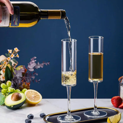 Elegant Champagne Flute Glasses | Long Stem Tall Glassware for Wine - 250ml