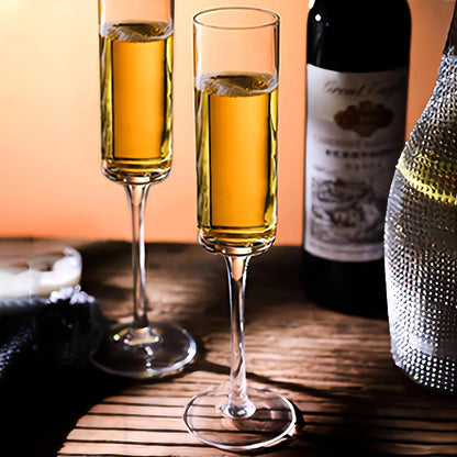 Elegant Champagne Flute Glasses | Long Stem Tall Glassware for Wine - 250ml