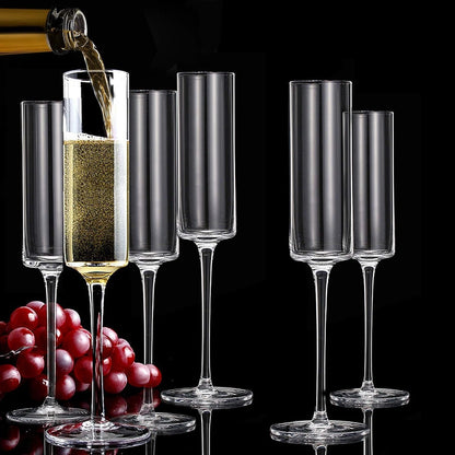Elegant Champagne Flute Glasses | Long Stem Tall Glassware for Wine - 250ml