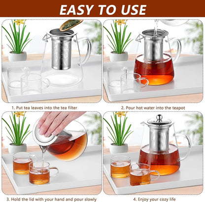 Stovetop Safe Glass Kettle | Glass Teapot with Stainless Steel Infuser