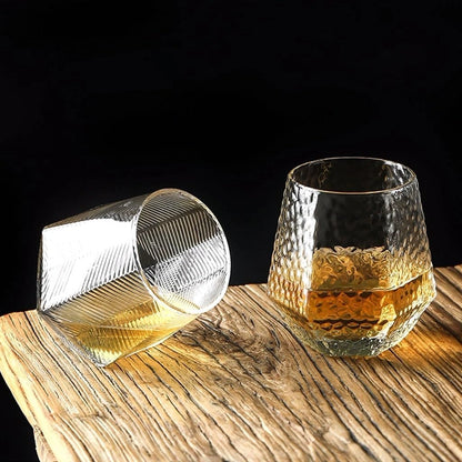 Hexa Diamond Whiskey Glasses | Hammered Glasses - Set of 6