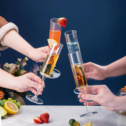 Elegant Champagne Flute Glasses | Long Stem Tall Glassware for Wine - 250ml