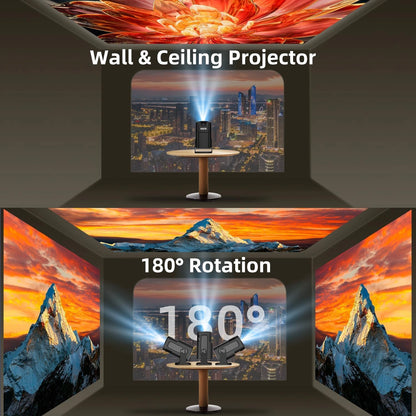VANTARASHOP 4K Portable Smart Projector with WiFi 6 & Bluetooth Android TV 180° Rotatable, Auto