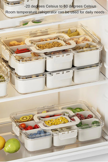 Refrigerator Organizer with Removable Compartments | Portable Fridge Storage Box