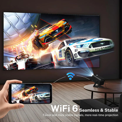 VANTARASHOP 4K Portable Smart Projector with WiFi 6 & Bluetooth Android TV 180° Rotatable, Auto