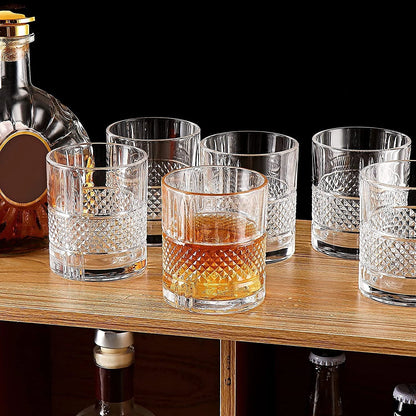 Diamond Cut Luxury Whiskey Glasses For Home Bar - Set of 6