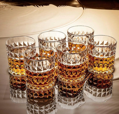 Premium Crystal Cut Whiskey Glass Set - Vintage Tumblers - 325Ml