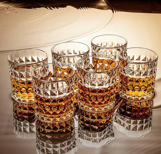Premium Crystal Cut Whiskey Glass Set - Vintage Tumblers - 325Ml