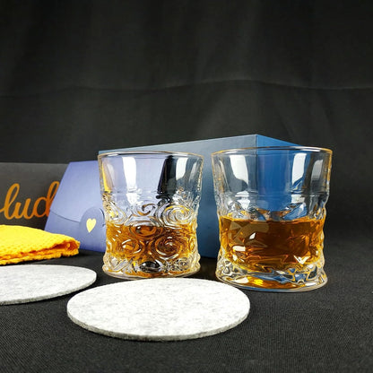 Swirl Design Whiskey Glasses For Bar, Dining & Gifting - Set of 6