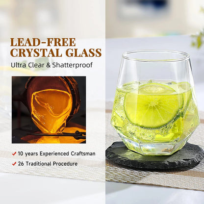 Diamond Shape Crystal Whiskey Glasses - Set of 6